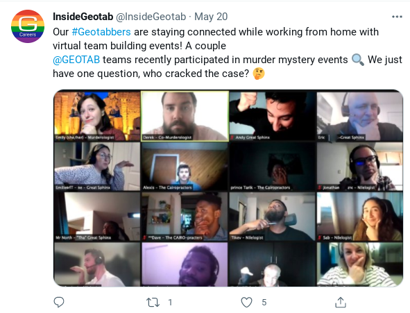 Inside geotab twitter image playing games on zoom